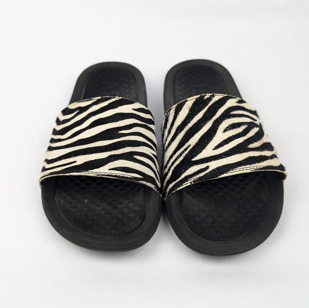 Apl - Zebra Print Pony Hair Slide Sandal Size 9 - image 2